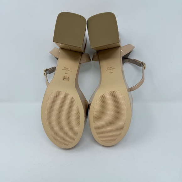 New Stuart Weitzman Gala Patent Leather Sandals Golden Beige Sz 10 - Picture 13 of 14